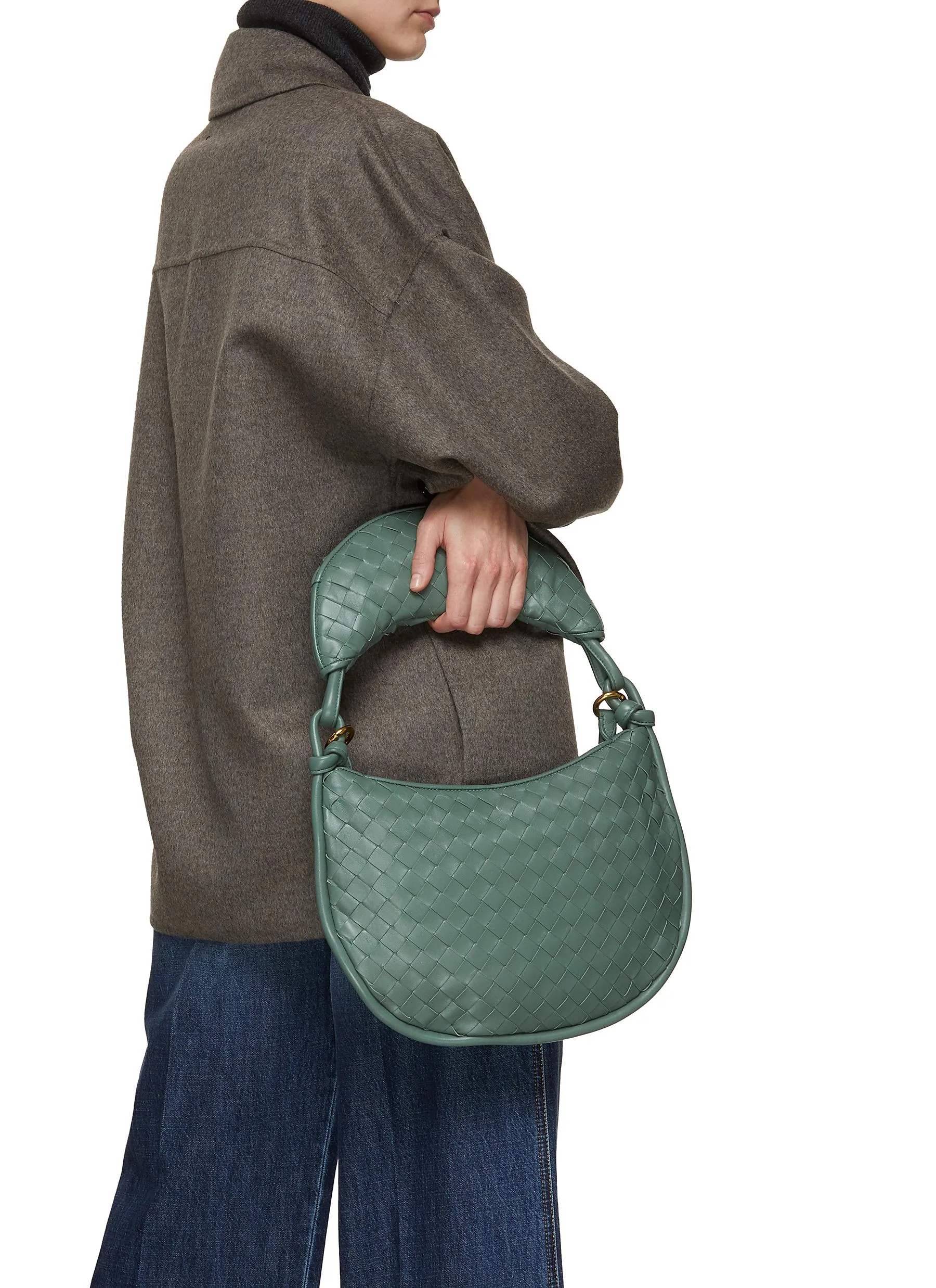 -----------BOTTEGA VENETA  ---- ------------EMERALD GREEN ----Medium Gemelli Intrecciato Leather Shoulder Bag --