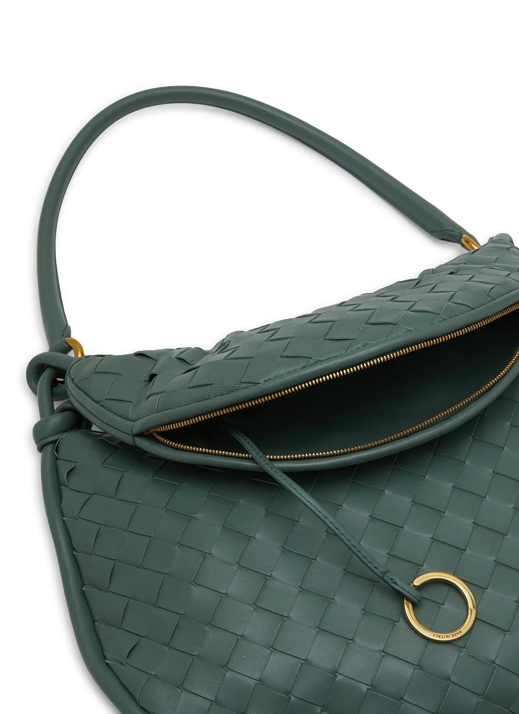 -----------BOTTEGA VENETA  ---- ------------EMERALD GREEN ----Medium Gemelli Intrecciato Leather Shoulder Bag --