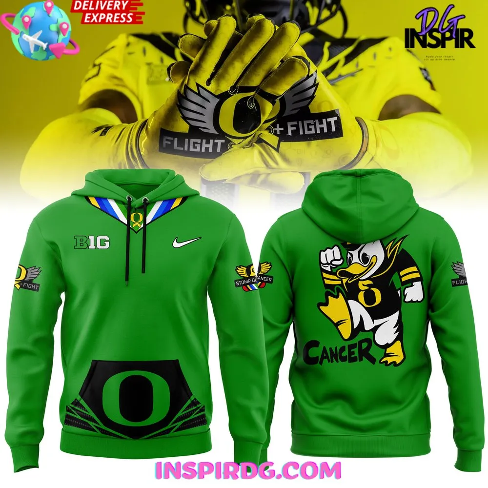 -Oregon Ducks Stomp Out Cancer 2024 Green Hoodie