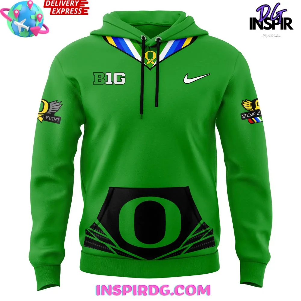 -Oregon Ducks Stomp Out Cancer 2024 Green Hoodie