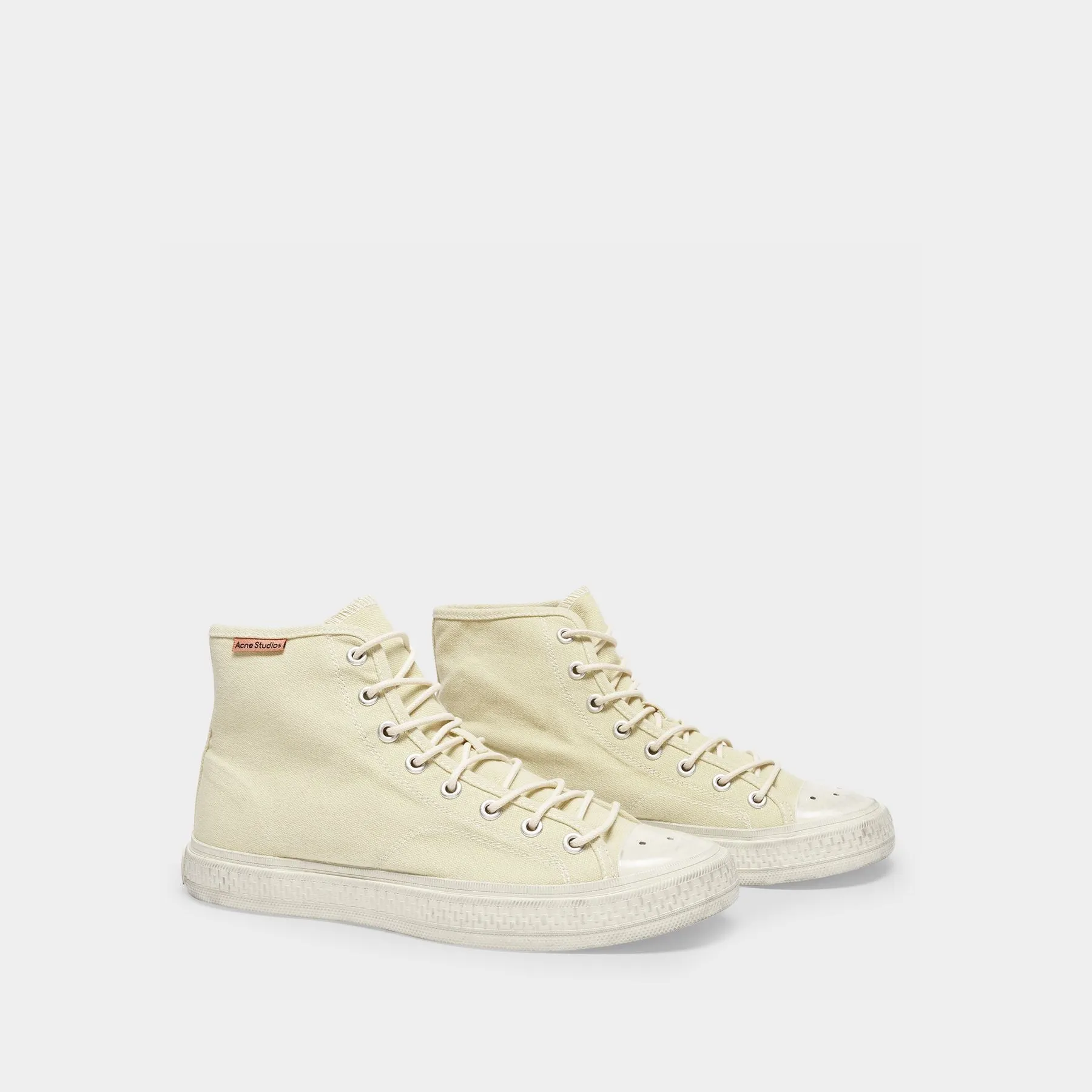 Acne Studios  Ballow High Tumbled Sneakers in Yellow Canvas