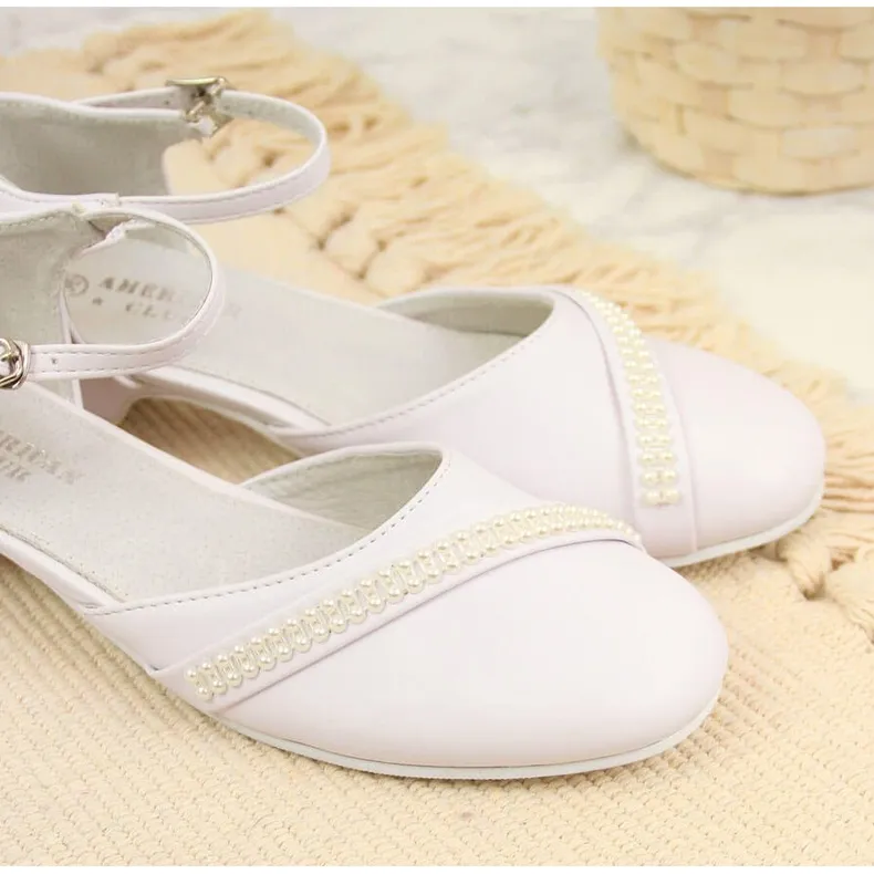 American Club white girls' first communion sandals