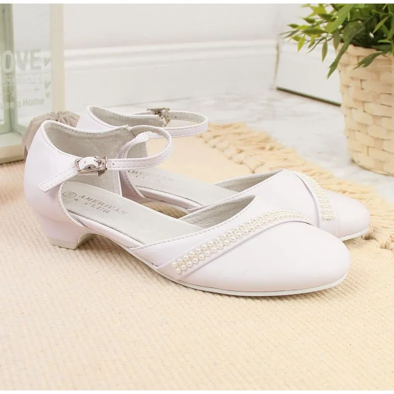 American Club white girls' first communion sandals