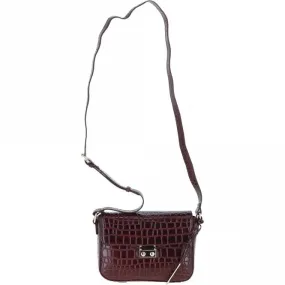 Ashwood Crocodile Print Cross Body Bag Bordeaux/croc: C-50