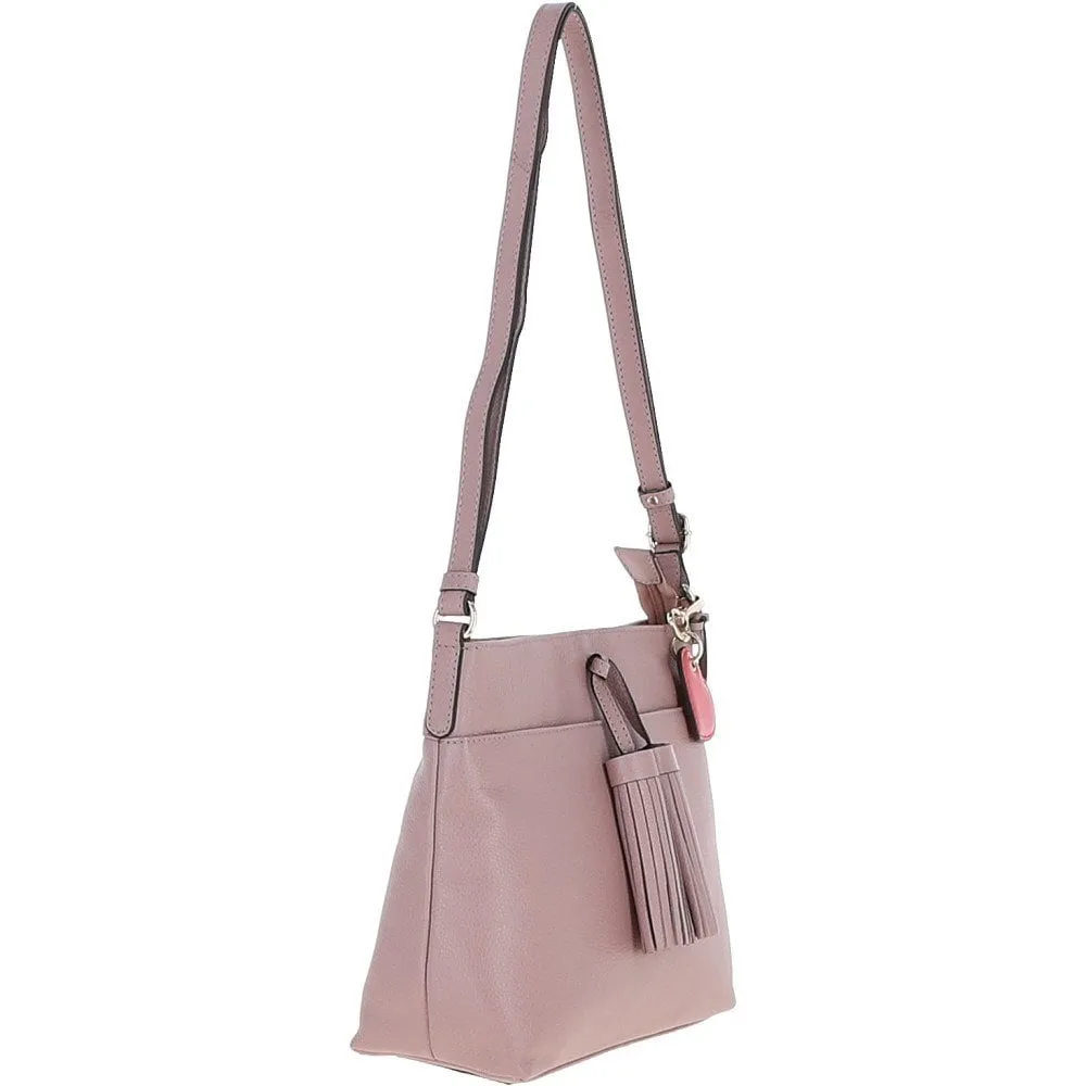 Ashwood Medium Leather Cross Body Bag Wood Rose: J-11