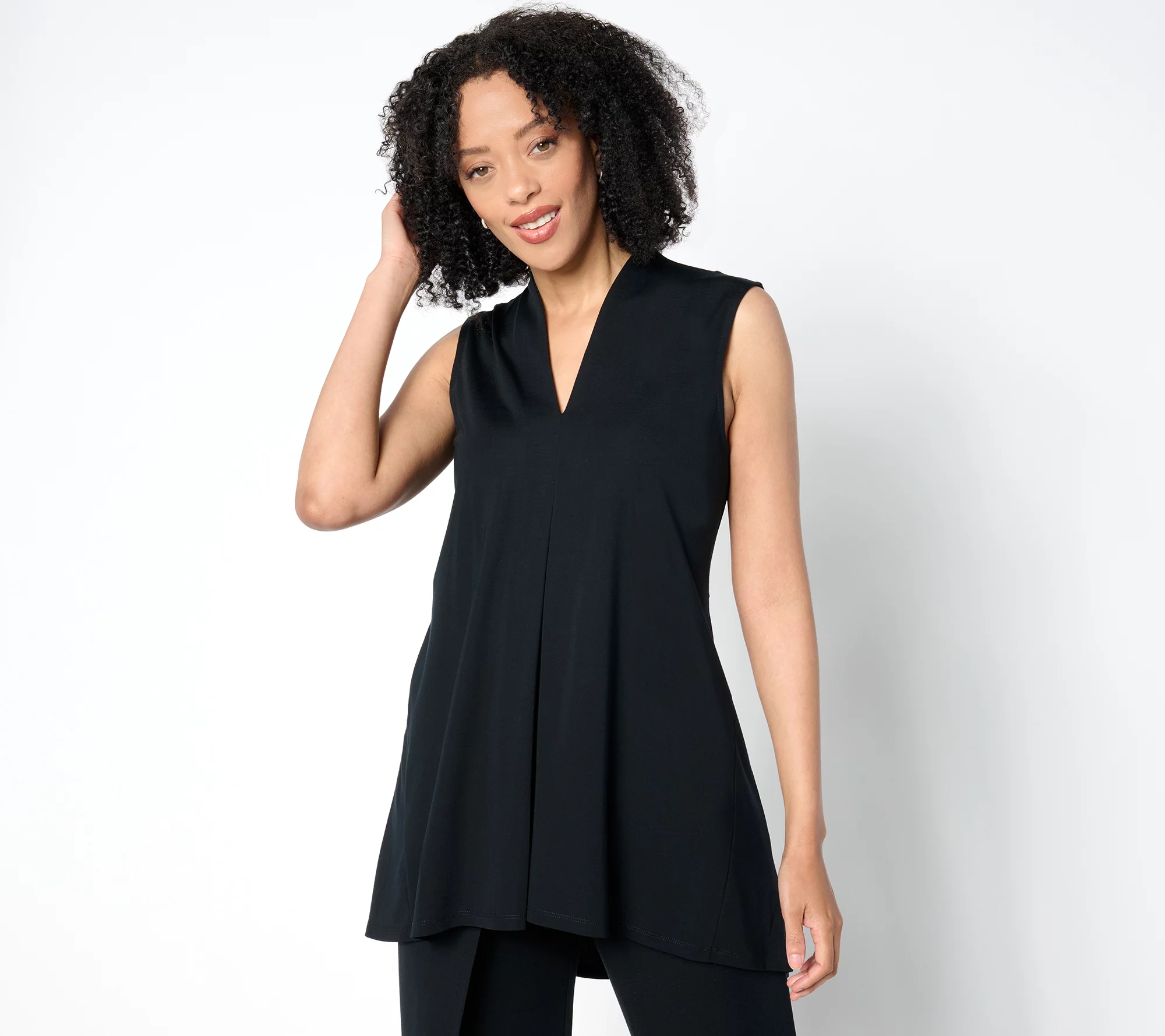 Attitudes by Renee Regular Silky Knit Pleat Tunic