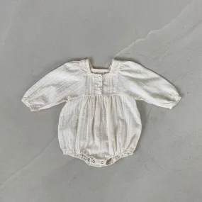 Baby BH Pearl Button Bubble Romper (12-18m) - Cream