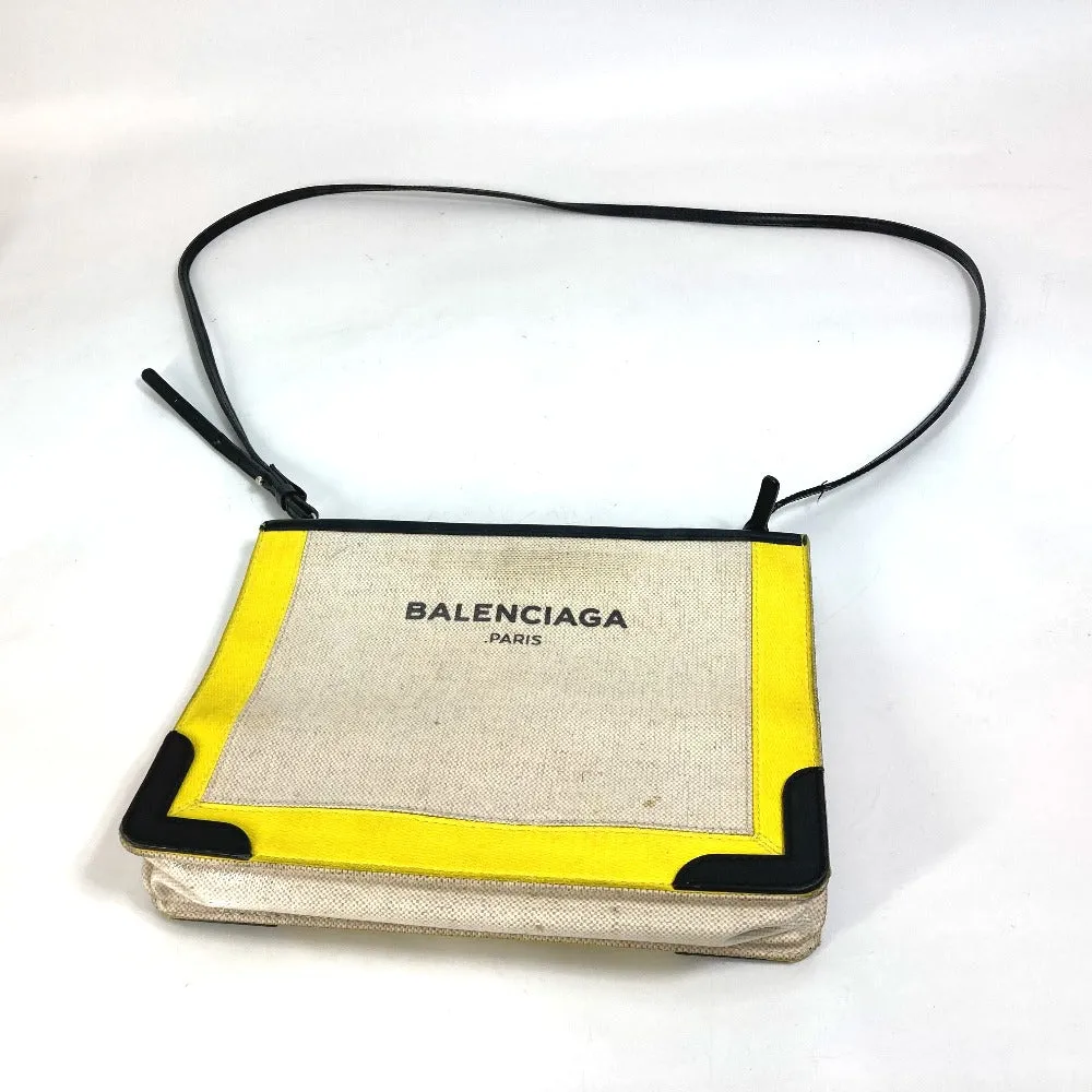 BALENCIAGA Shoulder Bag 339937 Leather / coated canvas yellow Navy Pochette Women