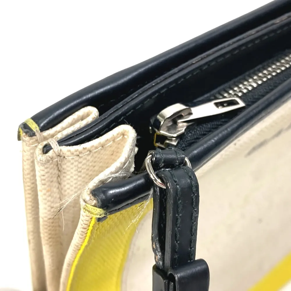 BALENCIAGA Shoulder Bag 339937 Leather / coated canvas yellow Navy Pochette Women