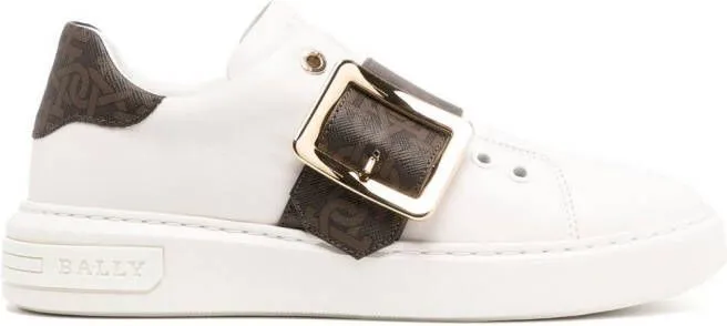 Bally monogram-pattern buckled sneakers White