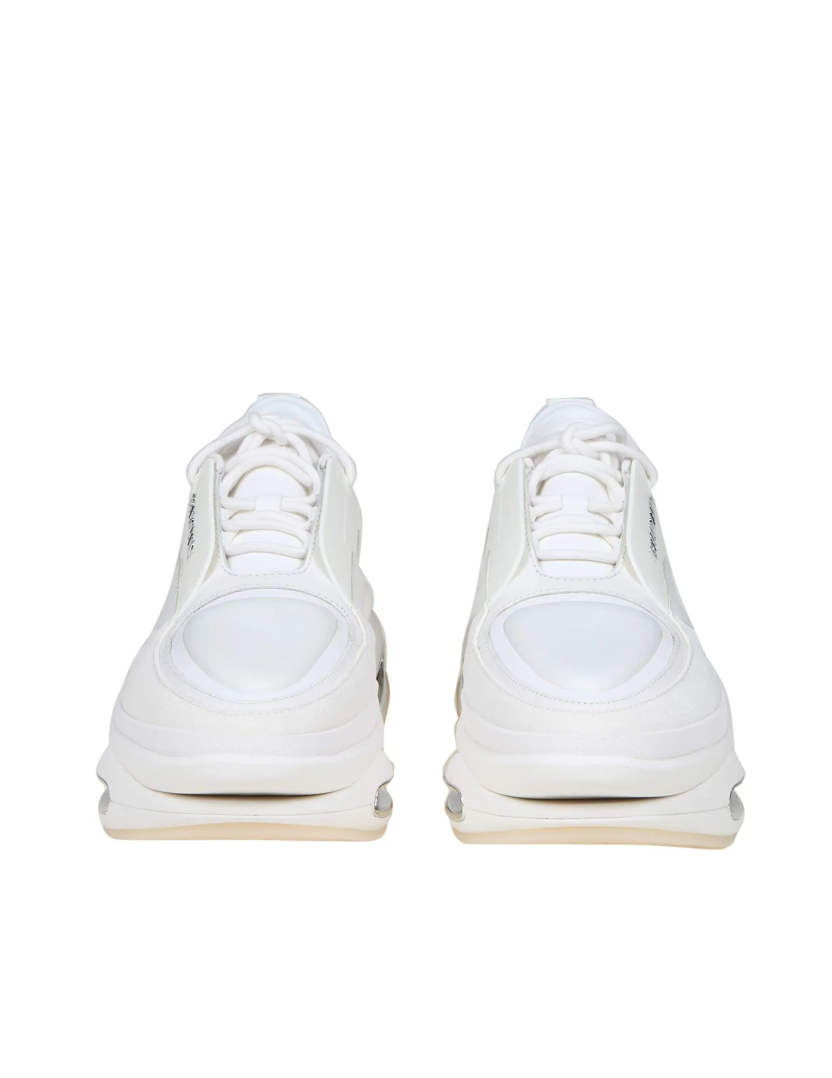 BALMAIN B-BOLD SNEAKERS IN WHITE LEATHER AND SUEDE