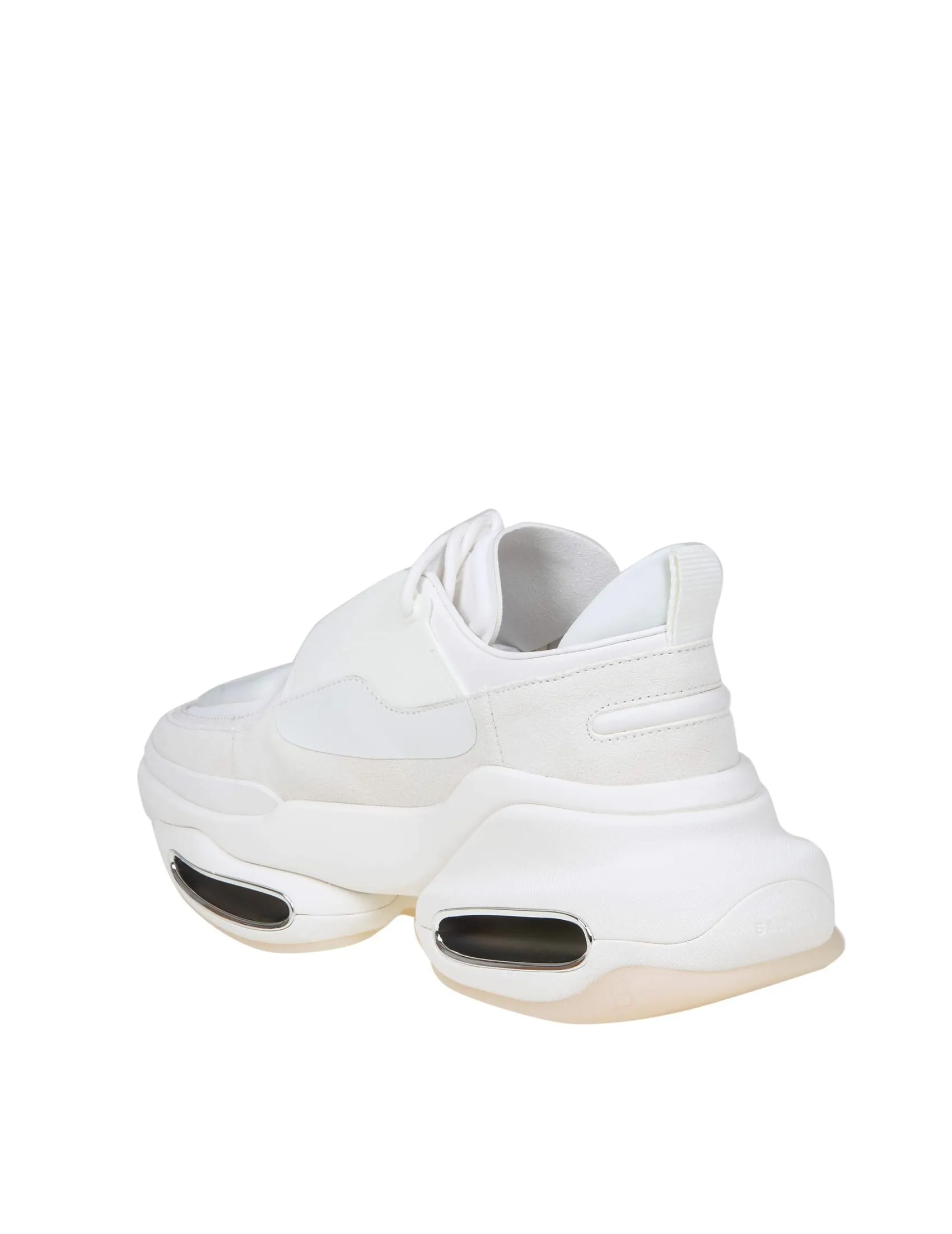 BALMAIN B-BOLD SNEAKERS IN WHITE LEATHER AND SUEDE