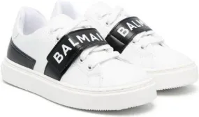 Balmain Kids logo-print lace-up sneakers White