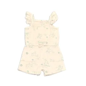 Bamboo Sleeveless Ruffle Romper (Go Go Bunny Print)