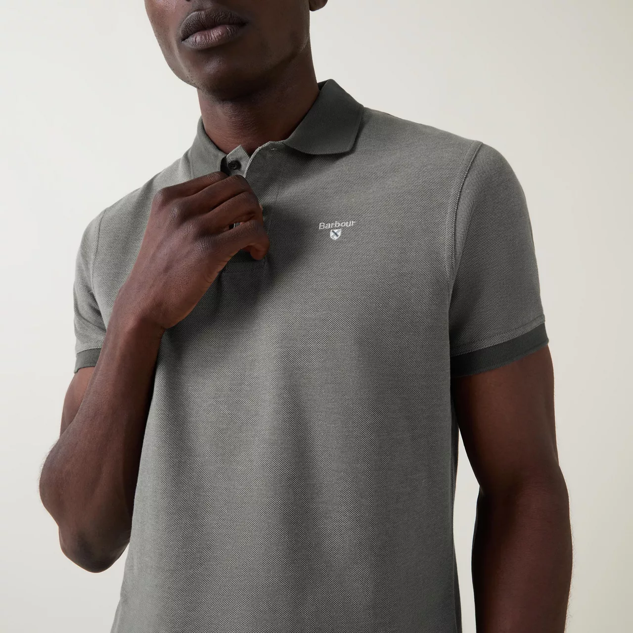 BARBOUR Logo Embroidery Polo Shirt - Grey