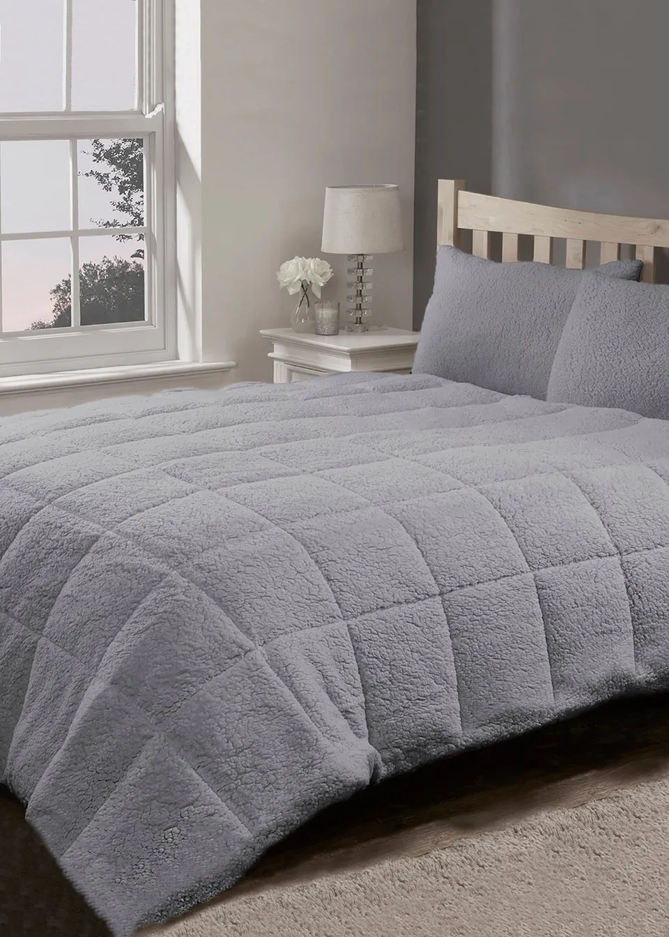 BHS Teddy Fleece 13.5 Tog Duvet Grey