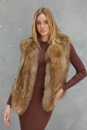 Birds Of A Feather Neesa Raccoon Vest Natural