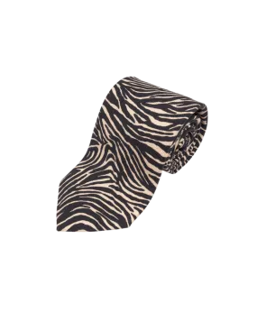 Black & Ivory Zebra Print Silk Necktie | He Spoke Style