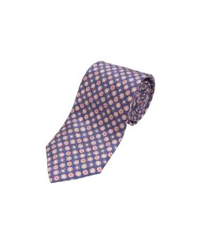 Blue, Pink And Ivory Geometric Print Silk Necktie | He Spoke Style