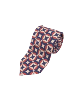 Blue, Pink And Ivory Retro Geometric Circle Silk Necktie | He Spoke Style