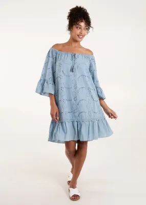 Blue Vanilla Blue Broderie Tunic Smock Dress