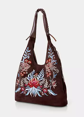 Boho Floral Embroidered Slouchy Shoulder Bag by Joe Browns | Look Again