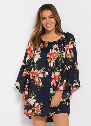 bonprix Floral Print Bardot Tunic | Look Again