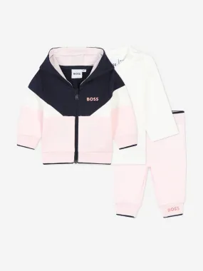 BOSS Baby Girls 3 Piece Tracksuit Set in Pink