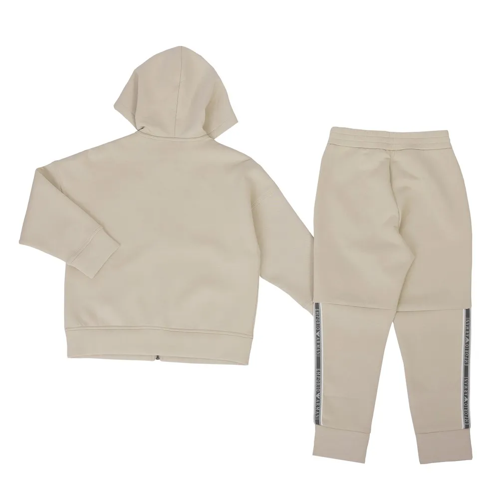 Boys Beige 3D4VJD Tape Shoulder Tracksuit