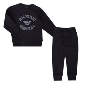 Boys Blue Chest Logo Jersey Tracksuit