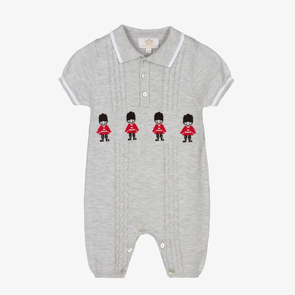 Boys Grey Knitted Romper