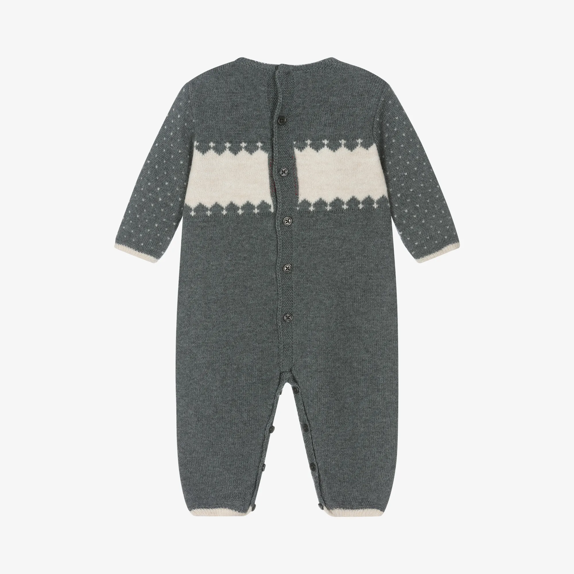 Boys Grey Merino Wool Knit Romper