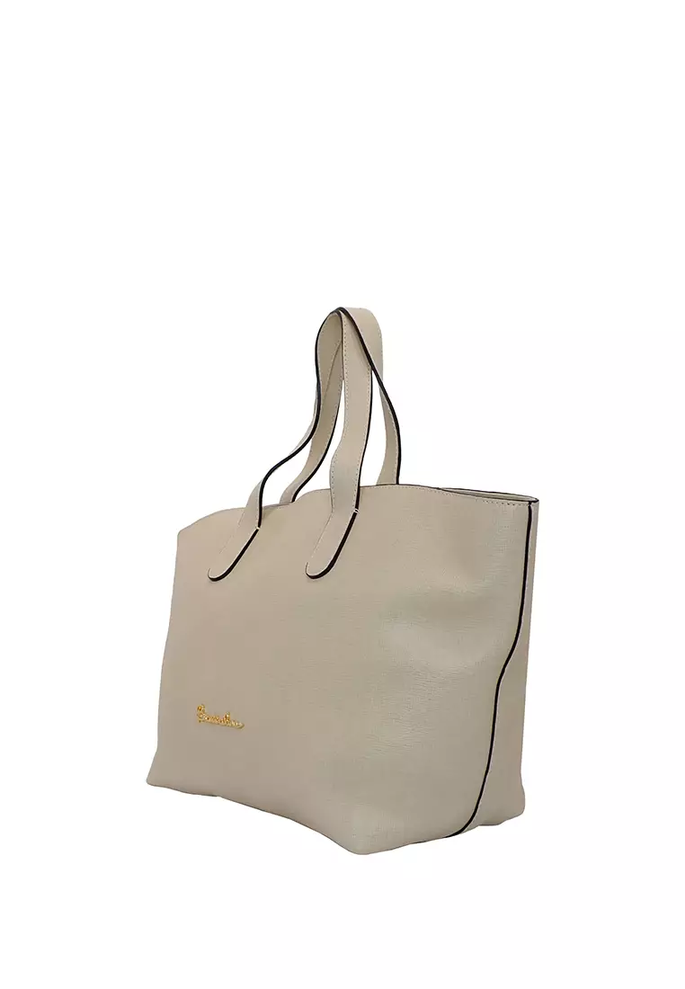 Braccialini Cow Leather Shoulder Bag (BEIGE)