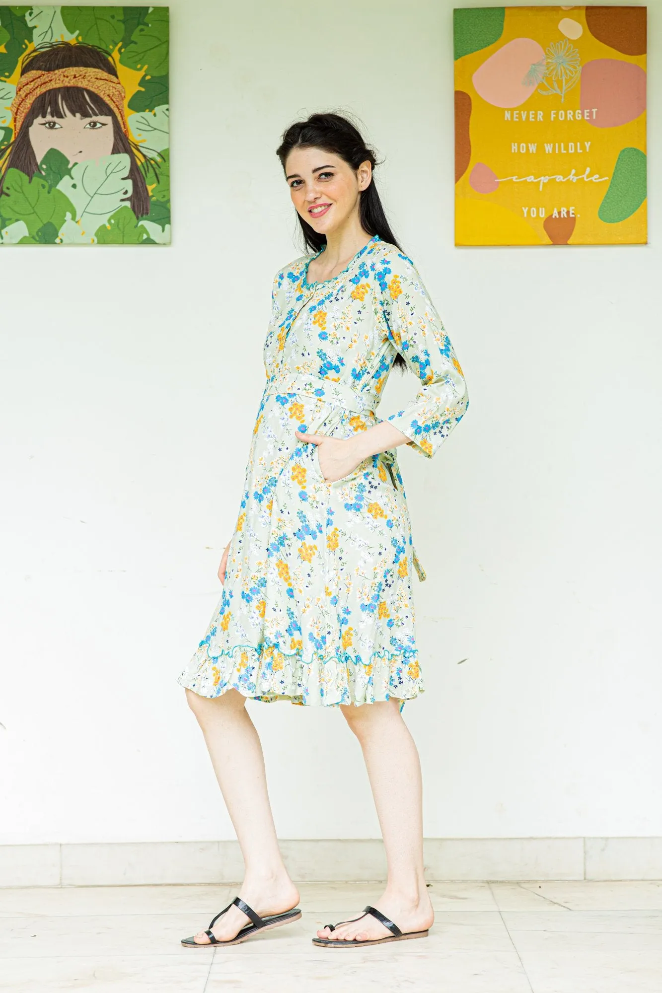 Breezy Mint Maternity & Nursing Night Dress