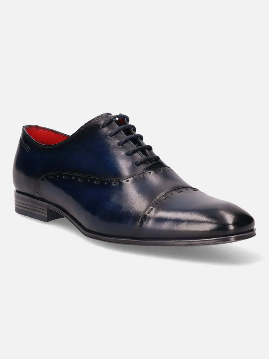 bugatti Blue Premium Leather Formal Oxford Shoes