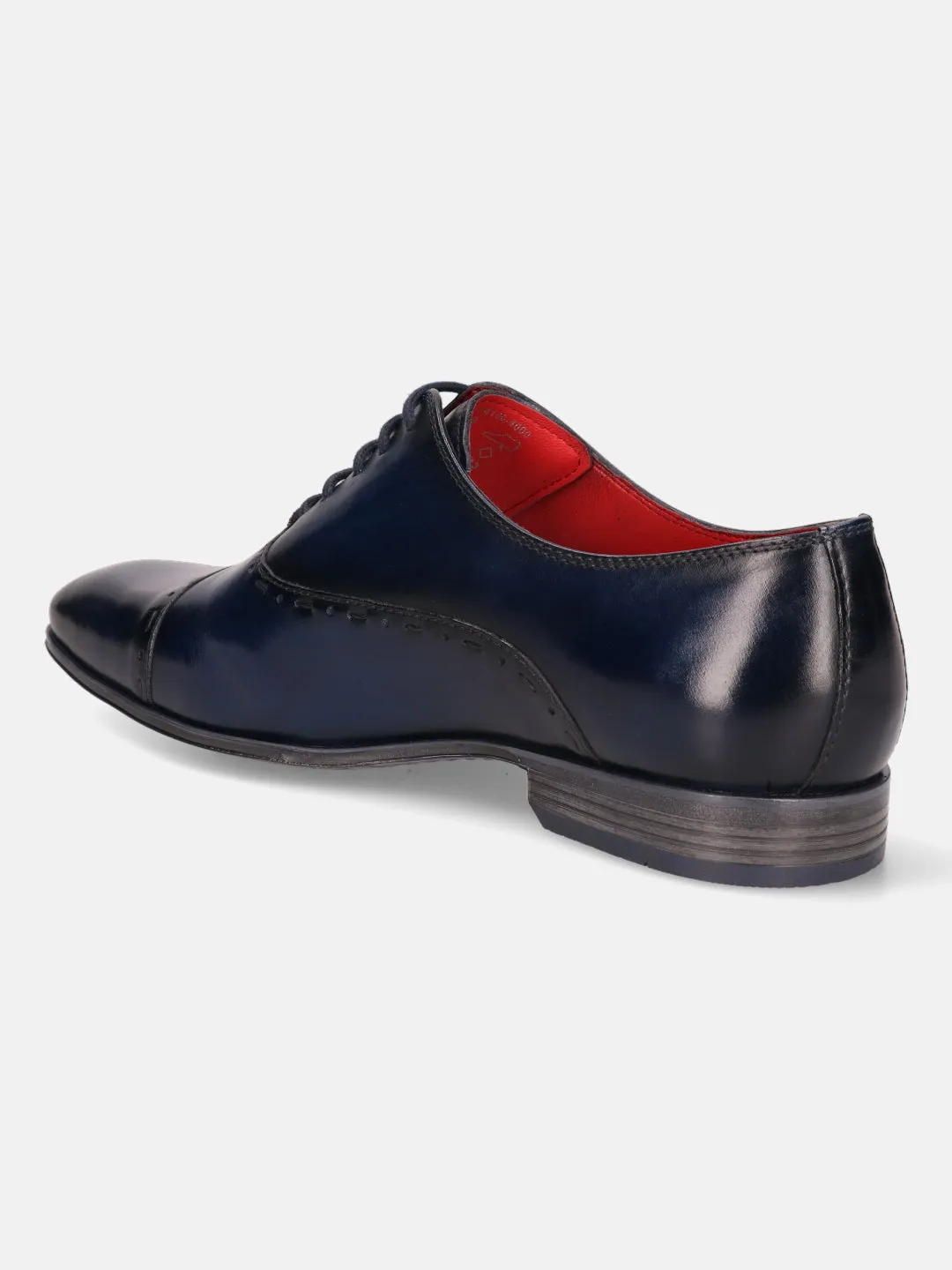 bugatti Blue Premium Leather Formal Oxford Shoes