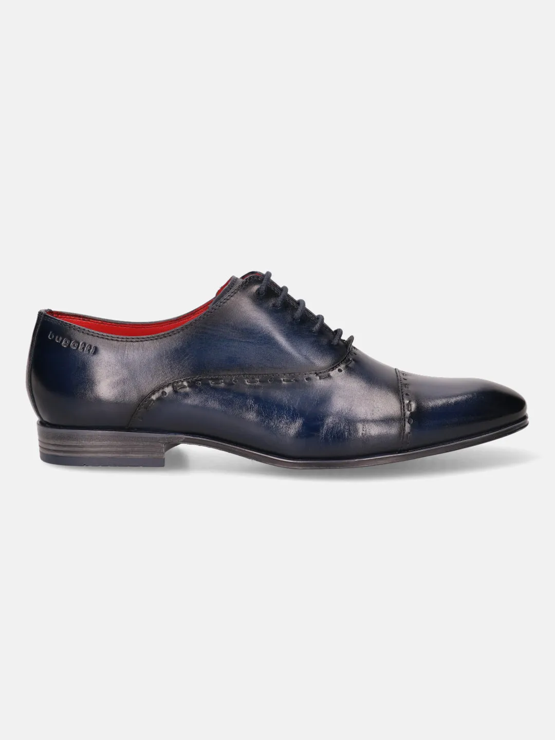 bugatti Blue Premium Leather Formal Oxford Shoes