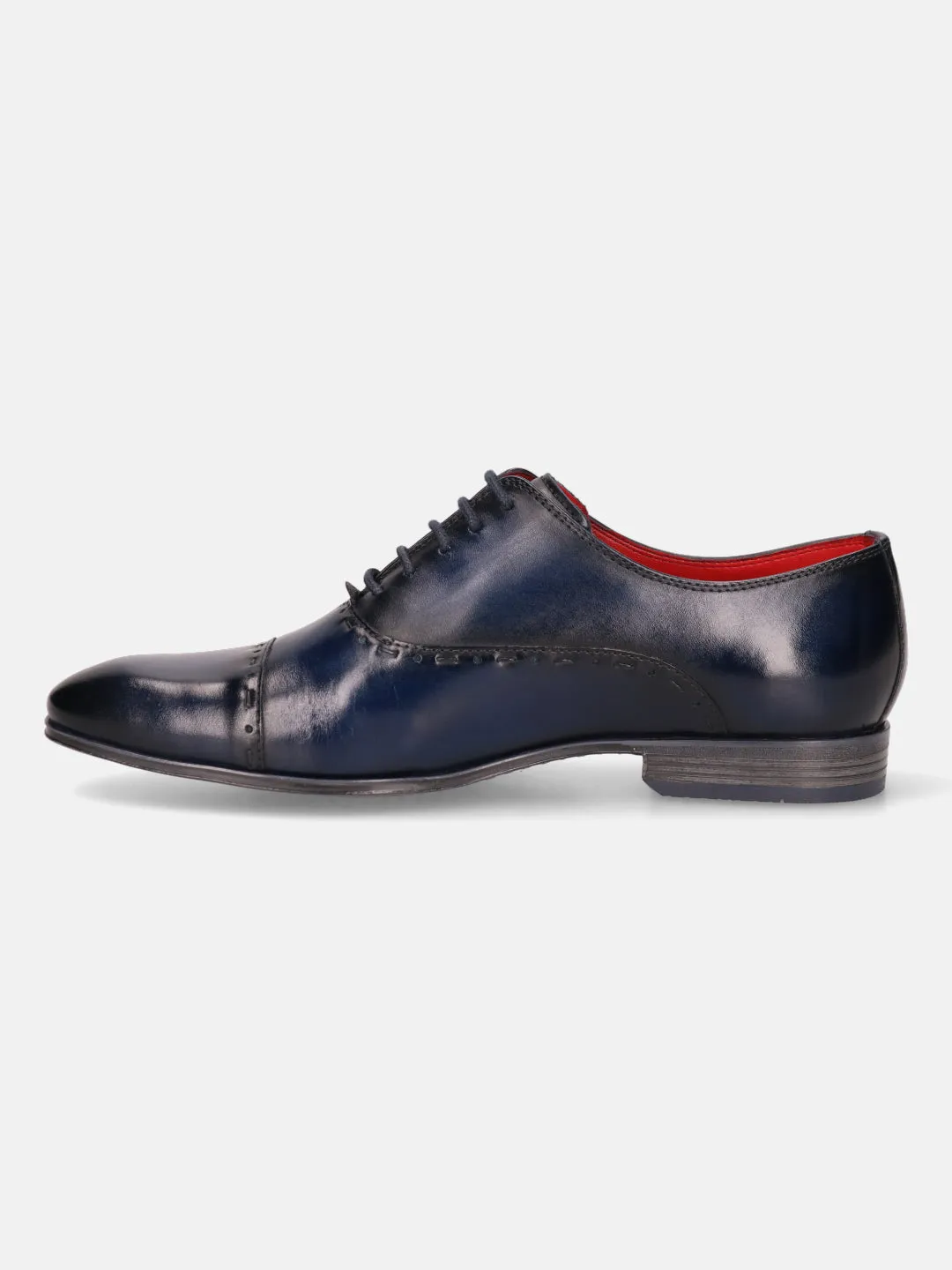 bugatti Blue Premium Leather Formal Oxford Shoes