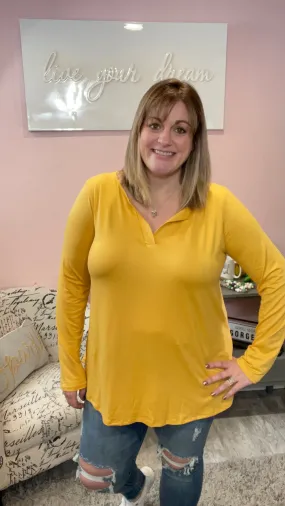 Buttery Soft Mustard Long Sleeve Tunic