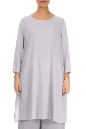 Buttoned Back Lilac Grey Silk Bamboo Tunic