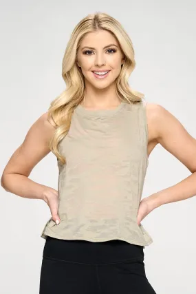 Cece - Sage Camo Burnout Tank