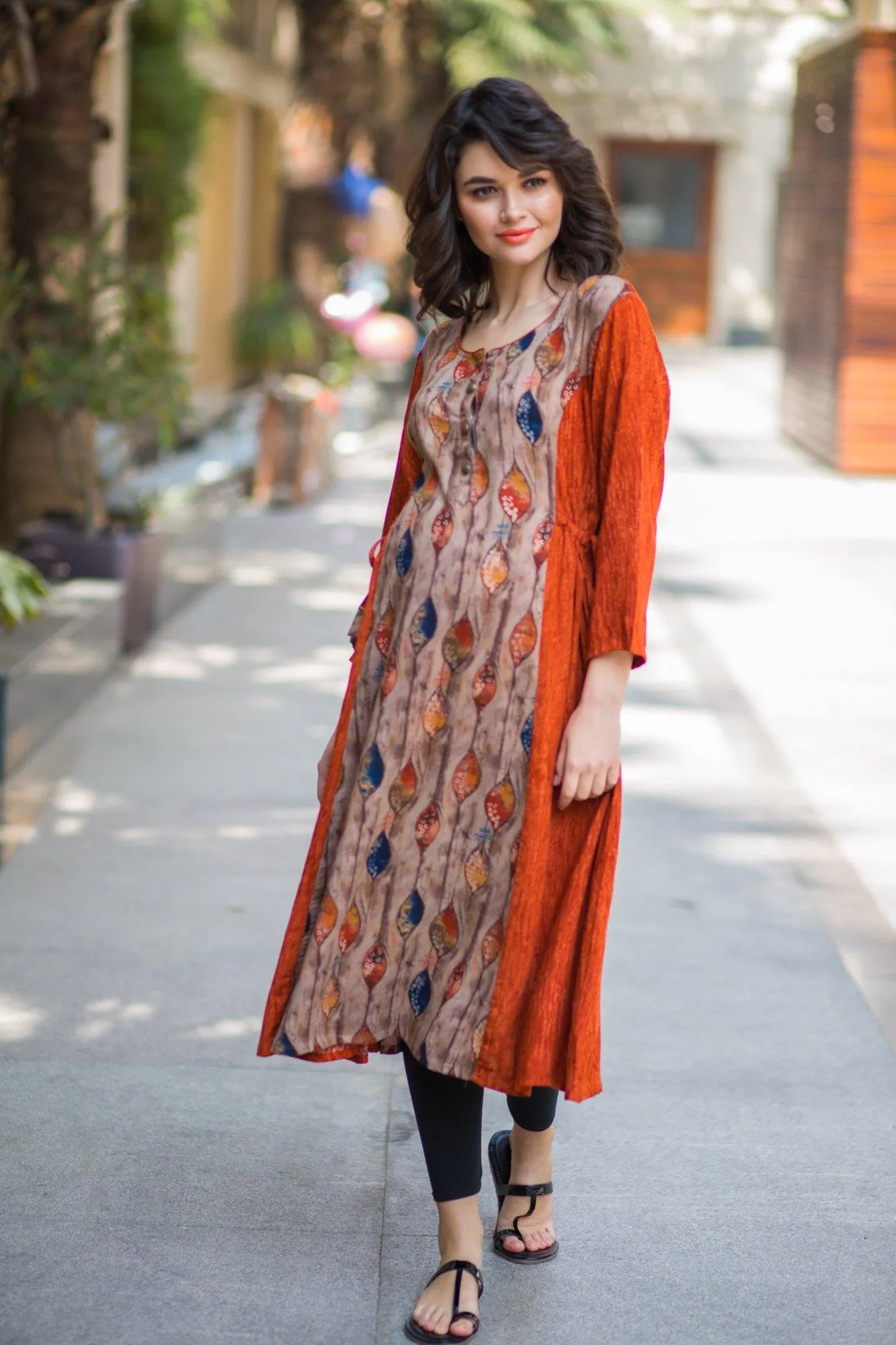 Cinnamon Leafy Maternity & Nursing Kurta