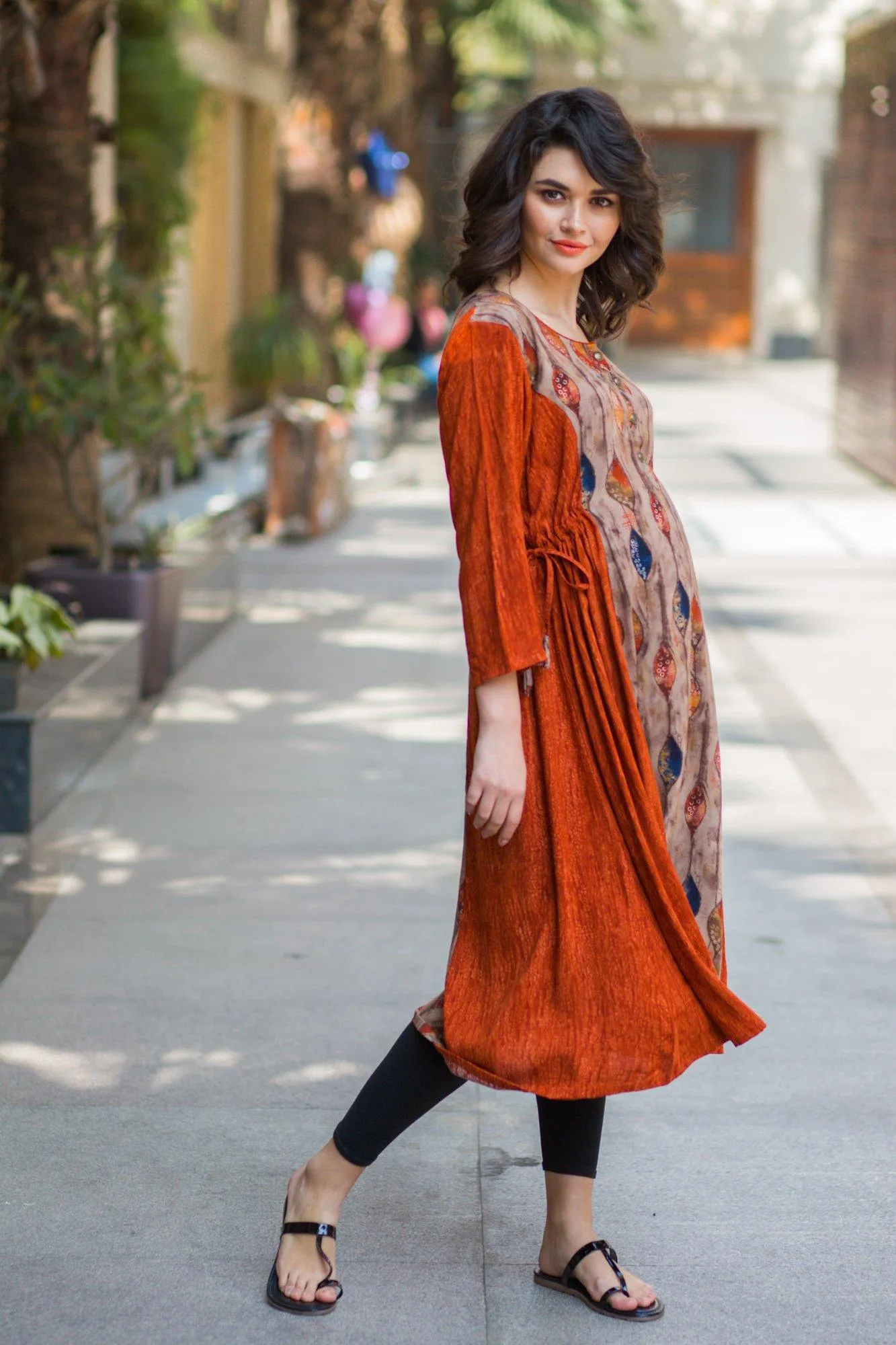 Cinnamon Leafy Maternity & Nursing Kurta