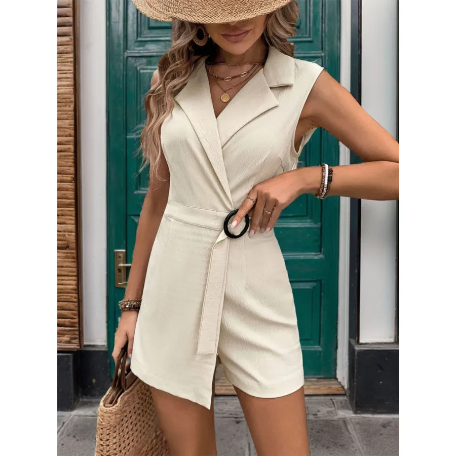 Collared Neck Sleeveless Romper