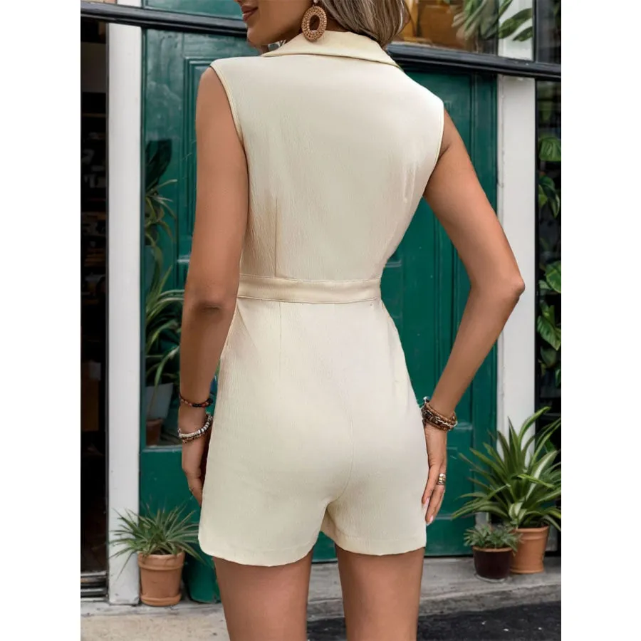 Collared Neck Sleeveless Romper