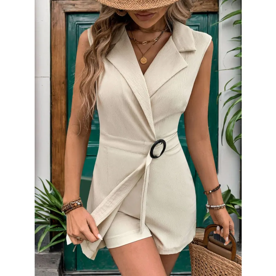 Collared Neck Sleeveless Romper