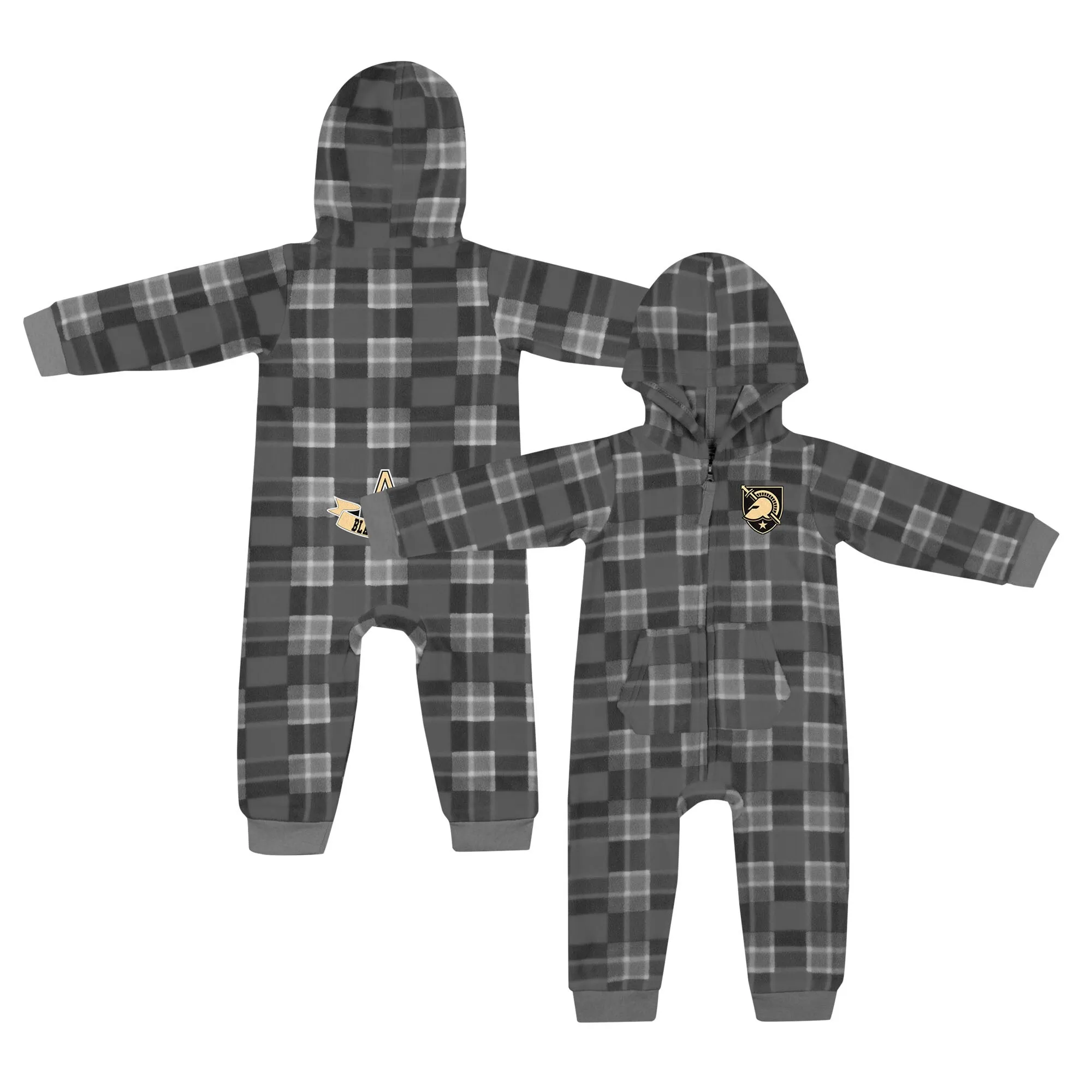 Colosseum  Army Black Knights Infant Black Full-Zip Plaid Hoodie Long Sleeve Jumper