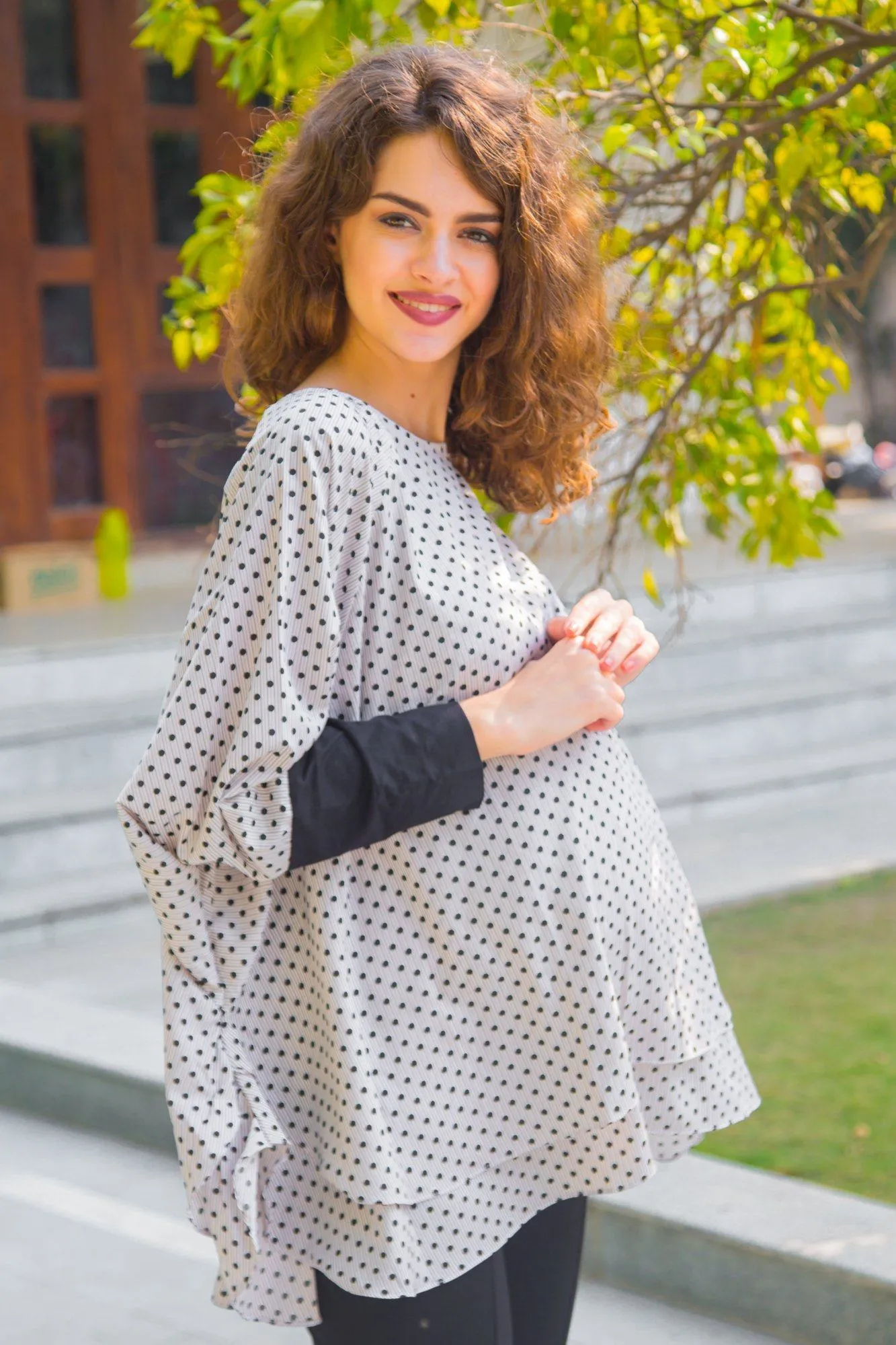 Comfy Layered Polka Maternity Top