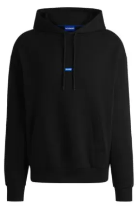 Cotton-terry hoodie with blue logo label