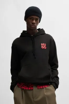 Cotton-terry hoodie with stacked logo print